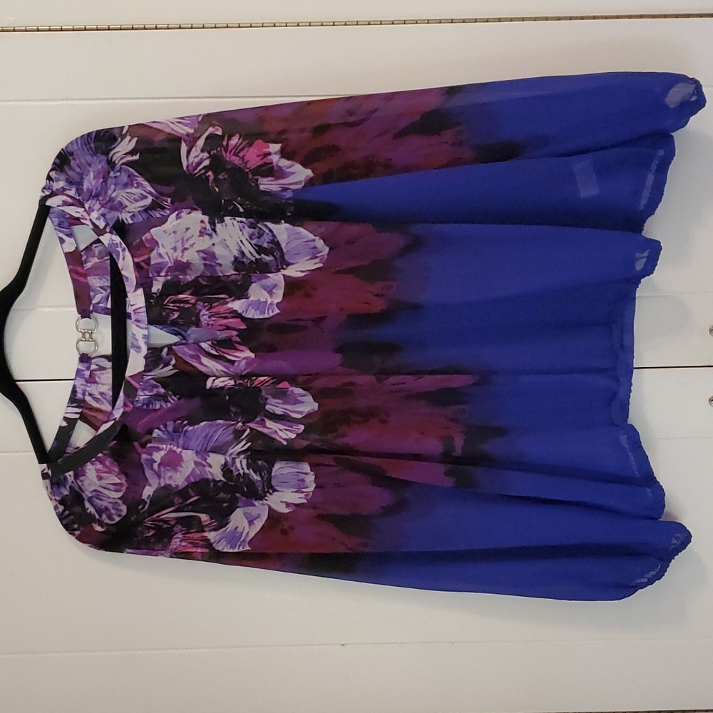 Jennifer Lopez sheer floral print blouse.  Size L